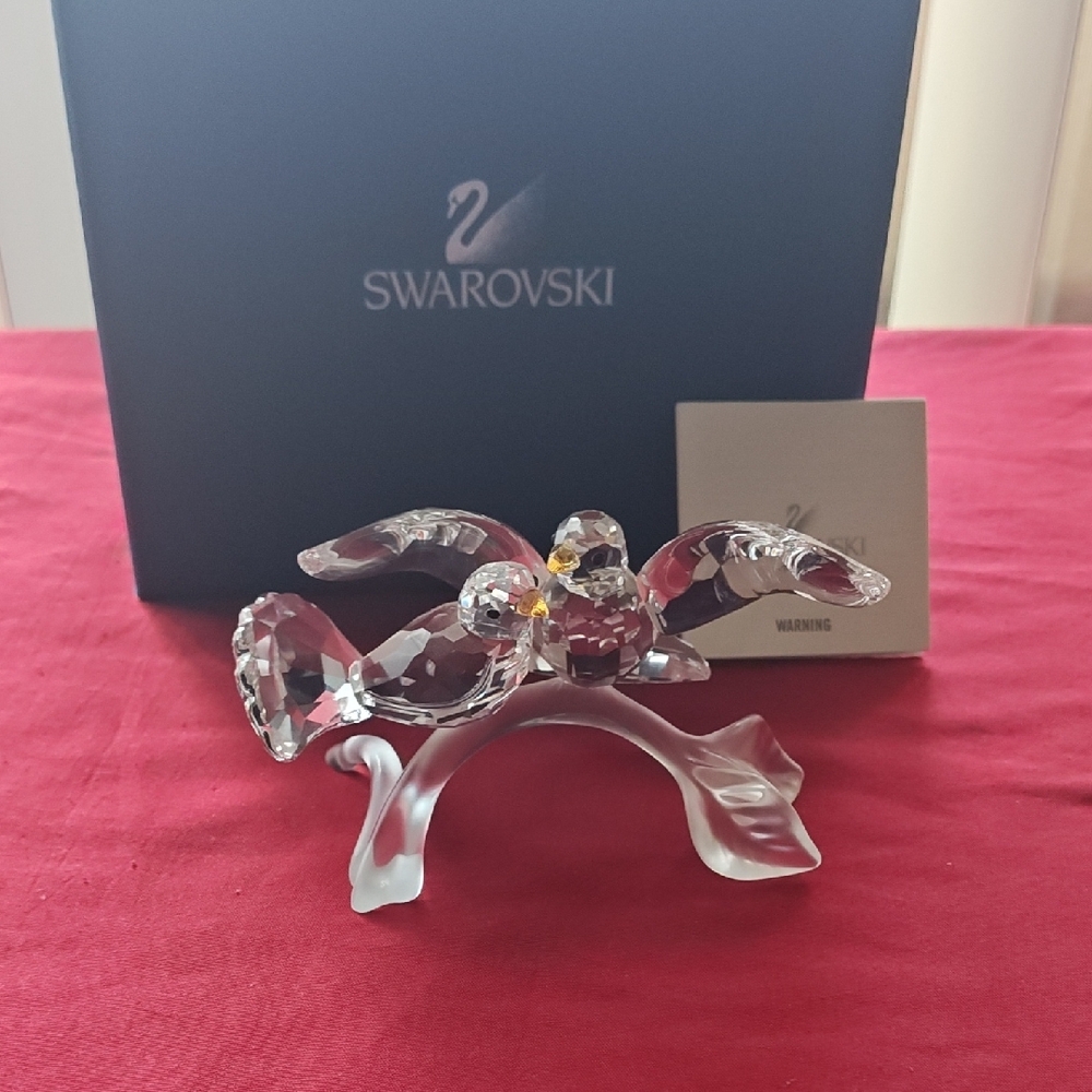 Swarovski Crystal 657378 Turtle Doves On Branch 7621 000 011 NIB